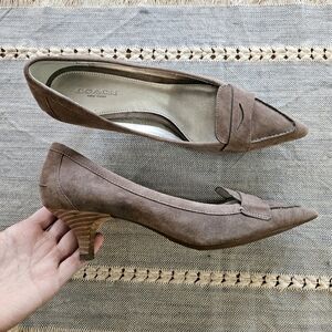 Coach Weslie Suede Taupe Kitten Heel